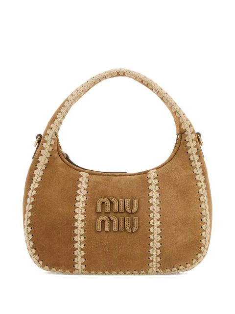 Miu Miu Wander suede braided shoulder bag - Brown - zdjęcie produktu nr 1