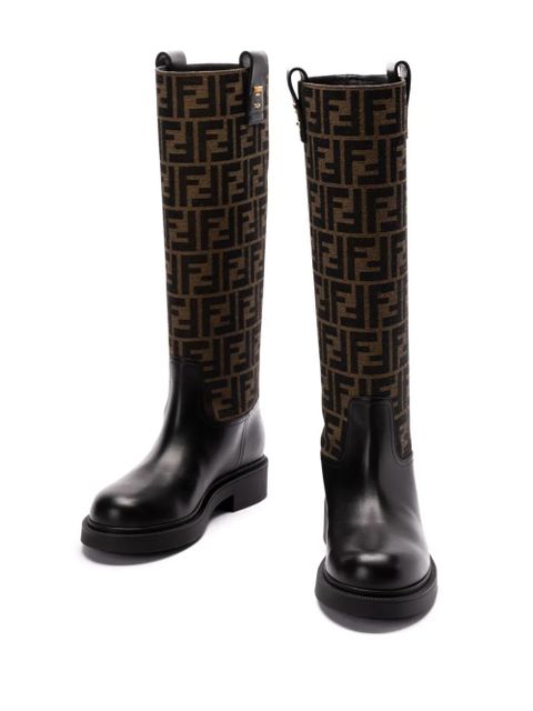 FENDI 35mm FF jacquard boots - Black