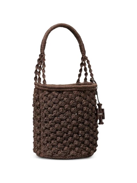 Tory Burch Ella hand-crocheted popcorn bucket bag - Brown