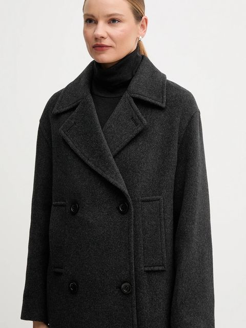 Marc Aurel płaszcz z dodatkiem wełny kolor szary 5025-1020-24808