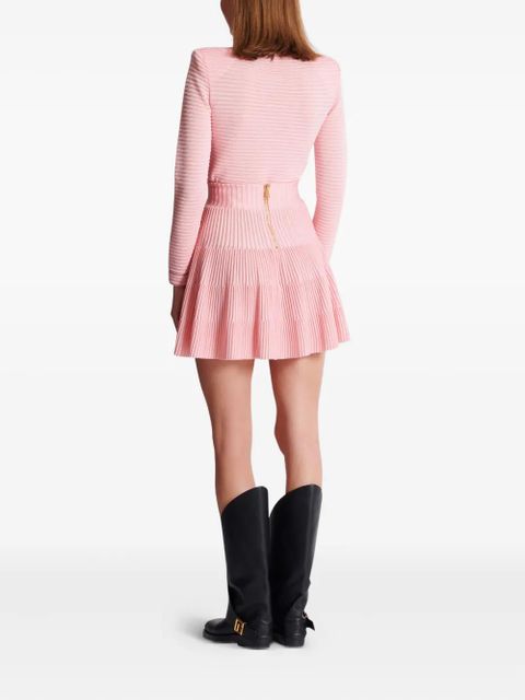 Balmain ribbed-knit skirt - Pink