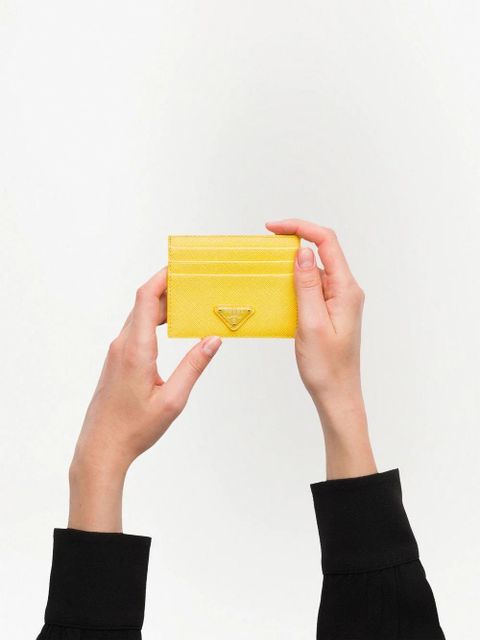 Prada triangle-logo leather cardholder - Yellow