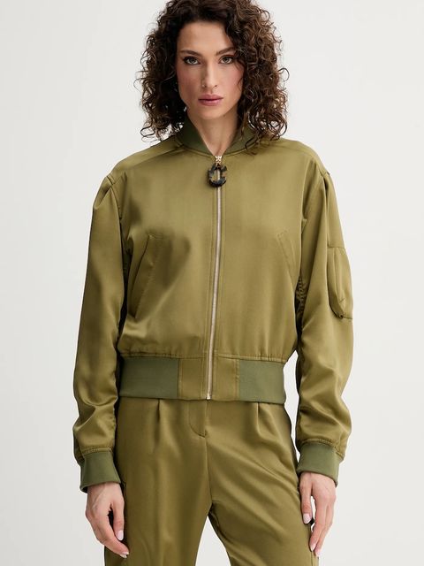 Simona Corsellini kurtka bomber kolor zielony przejściowa oversize P25CPGB001 - zdjęcie produktu nr 1