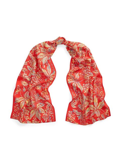 Lauren Ralph Lauren chusta jedwabna damska kolor pomarańczowy 454980714 - zdjęcie produktu nr 1