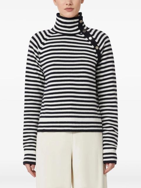 Max Mara Paniere striped button roll-neck sweater - White