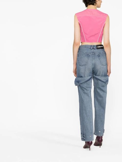 AMBUSH cropped denim top - Pink