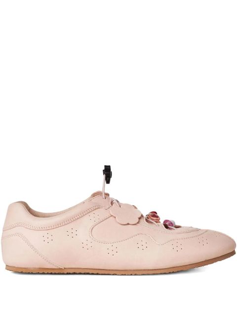 Cecilie Bahnsen Blaise flower-embellished leather sneakers - Pink - zdjęcie produktu nr 1