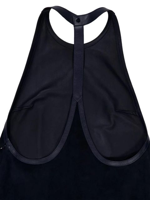 Gucci halterneck leather-trimmed suede mini dress - Blue