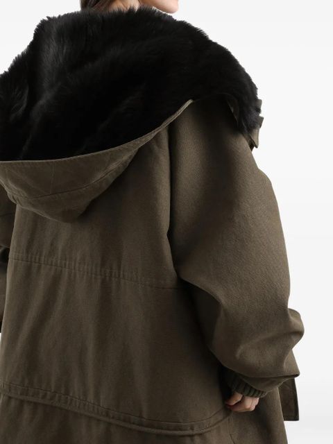 Dolce & Gabbana fur-trimmed hooded coat - Brown