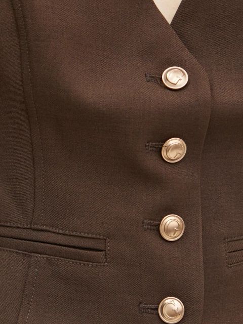 Guess kamizelka kolor brązowy jednorzędowa W5RH85 WGX02