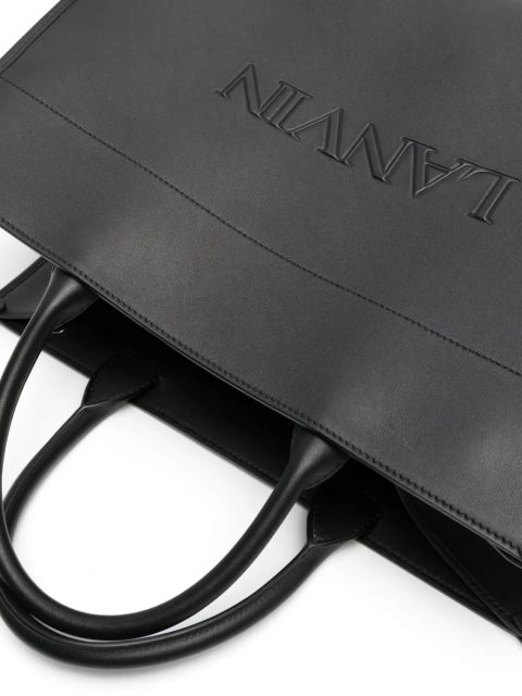 Lanvin logo-embossed leather tote bag - Black