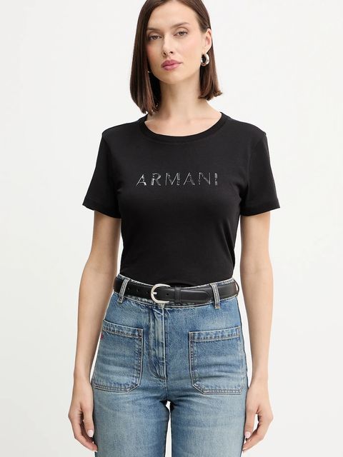 Armani Exchange t-shirt bawełniany damski kolor czarny XW001376 AF10356 - zdjęcie produktu nr 1