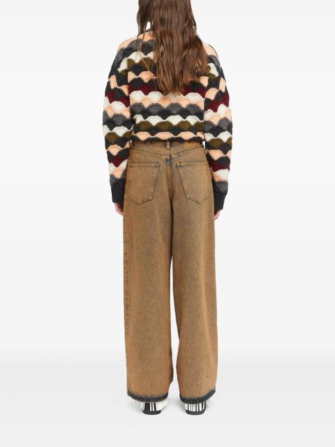 Alanui Desert Rose pleat-detailed acid-wash jeans - Brown