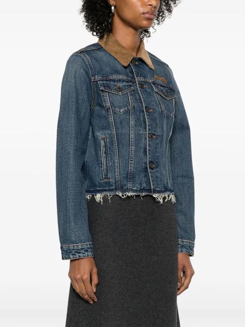 Miu Miu corduroy-collar denim jacket - Blue