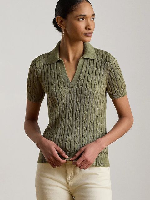 Lauren Ralph Lauren sweter z krótkim rękawem damski z wiskozą - zdjęcie produktu nr 1
