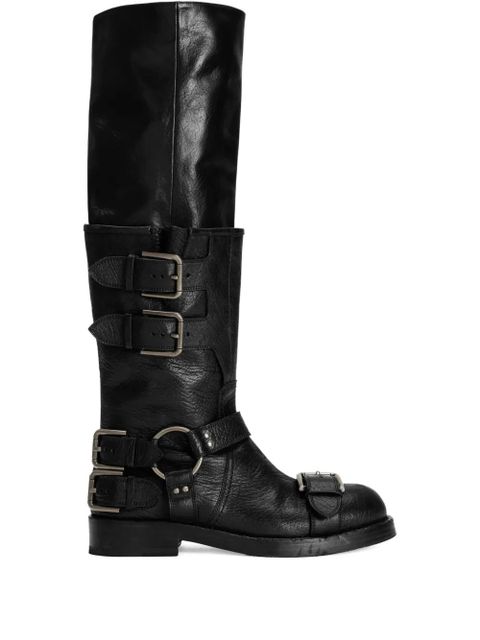 Dolce & Gabbana buckle-detail leather boots - Black - zdjęcie produktu nr 1