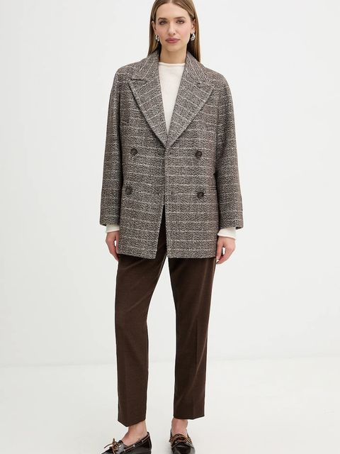 Twinset płaszcz kolor brązowy 252TT2031 - zdjęcie produktu nr 1