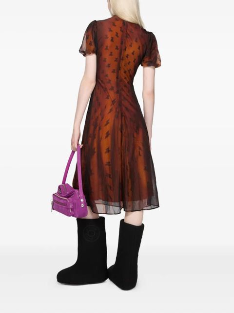 Acne Studios puff-sleeve printed dress - Brown