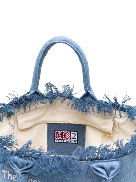 MC2 Saint Barth Vanity fringed logo-print tote bag - Blue