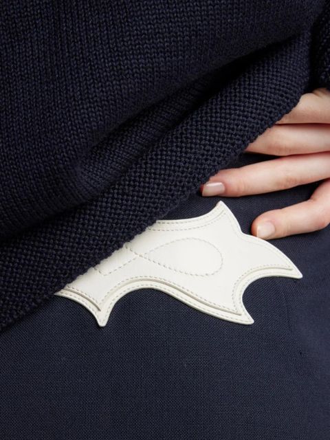 Prada fringed rush-stitch midi skirt - Blue