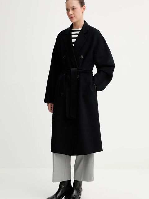 Marc O'Polo płaszcz z wełną kolor granatowy 508005171127