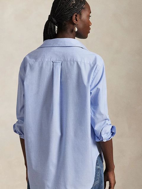 Polo Ralph Lauren koszula bawełniana Long Sleeve Light Shirt damska kolor niebieski relaxed z kołnierzykiem klasycznym 211968220 - zdjęcie produktu nr 2