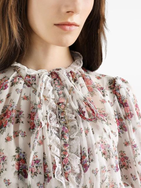 Dolce & Gabbana flower bouquets-print midi dress - White