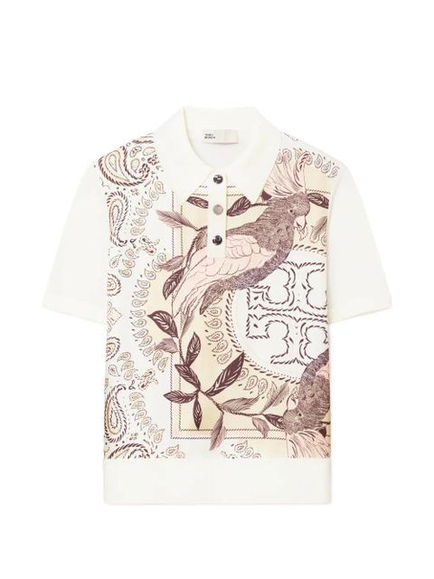 Tory Burch silk front polo - White - zdjęcie produktu nr 1
