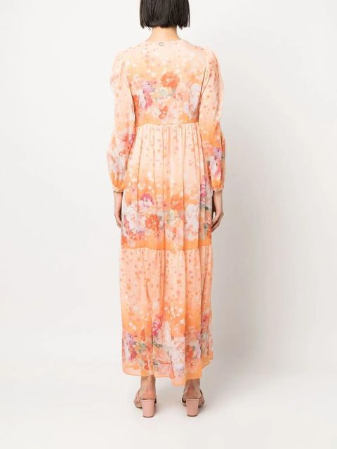 TWINSET floral-print empire-line dress - Orange