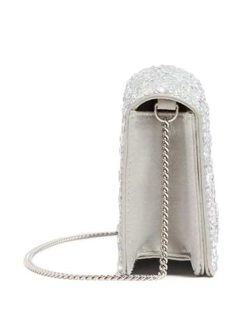 Valentino Garavani Vlogo Signature sparkling-embroidery clutch bag - Silver