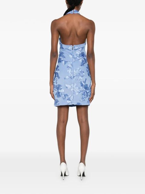 ROTATE BIRGER CHRISTENSEN floral halterneck mini dress - Blue
