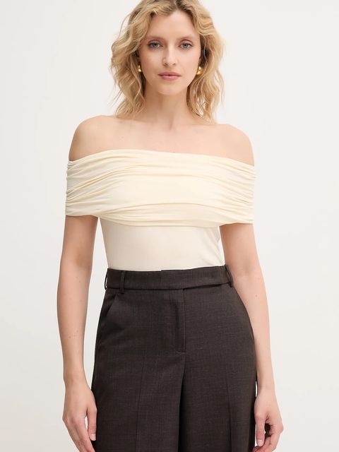 MAX&Co. top damskie kolor beżowy dekolt hiszpański 2526946071200 - zdjęcie produktu nr 1