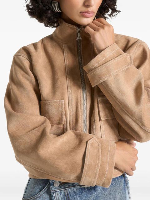 Manière De Voir Nawel suede cropped jacket - Brown