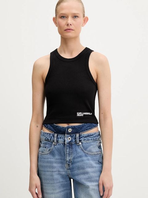 Karl Lagerfeld Jeans koszula damskie kolor czarny regular z kołnierzykiem klasycznym A3W11006