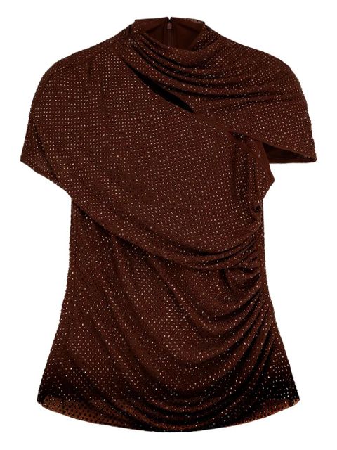 Self-Portrait embellished draped top - Brown - zdjęcie produktu nr 1