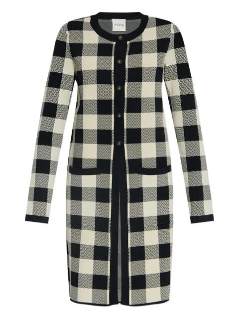 Posse gingham check button cardigan - Black - zdjęcie produktu nr 1