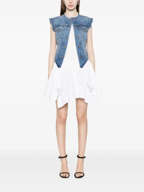 Alexander Wang frayed marbled denim jacket - White