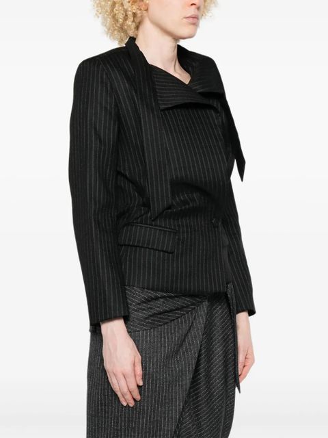 ISABEL MARANT pinstripe wrap blazer - Black