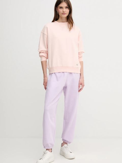 Calvin Klein Jeans bluza bawełniana damska kolor różowy gładka LV047B238G - zdjęcie produktu nr 2