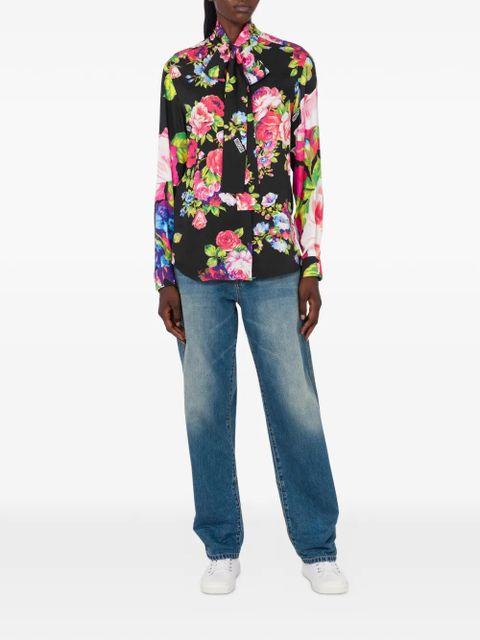 Moschino floral-pattern tie-neck blouse - Black - zdjęcie produktu nr 2