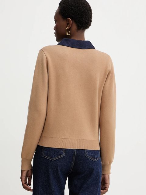 Morgan kardigan damski kolor beżowy lekki MJEANE