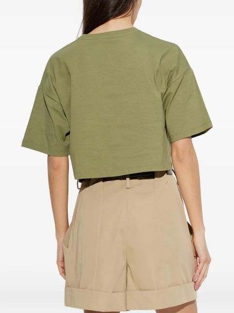 Balmain logo cropped T-shirt - Green