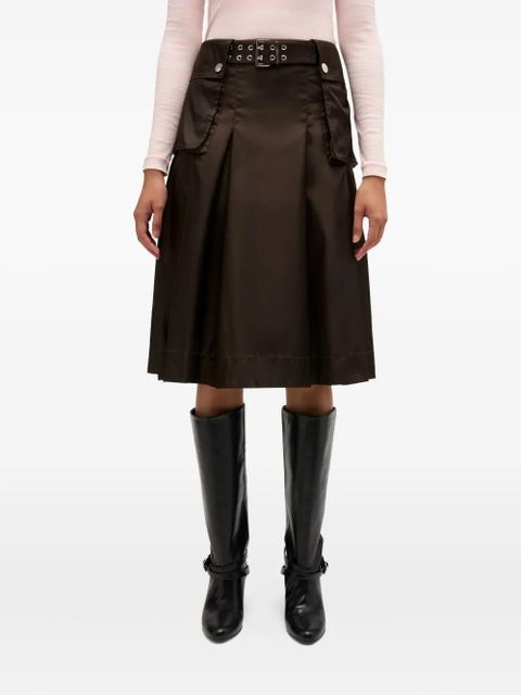 GANNI Belted pocket midi skirt - Brown