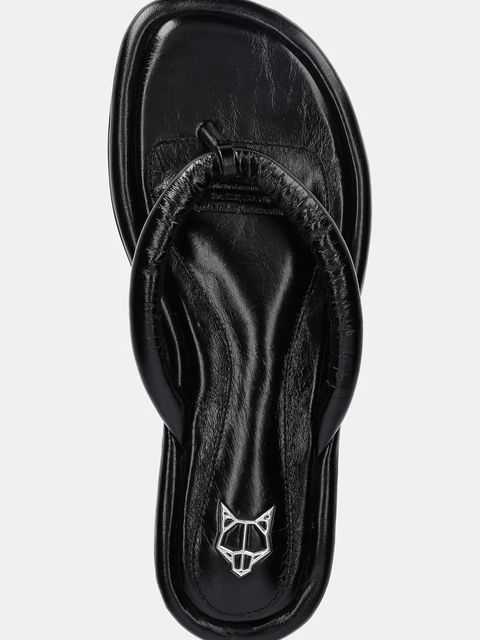 Naked Wolfe japonki skórzane Grenada damskie kolor czarny na płaskim obcasie Grenada Black Leather