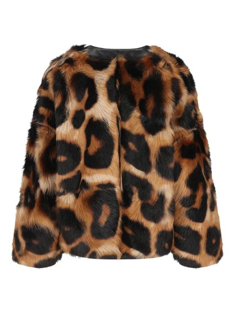 LOEWE leopard-print shearling jacket - Brown - zdjęcie produktu nr 2