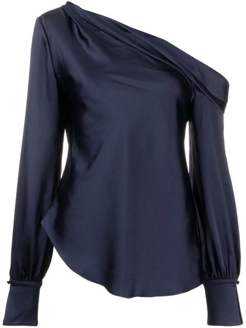 Simkhai Alice asymmetric draped-shoulder blouse - Blue - zdjęcie produktu nr 1