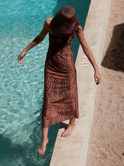 Johanna Ortiz Heaven And Earth checked hat - Brown