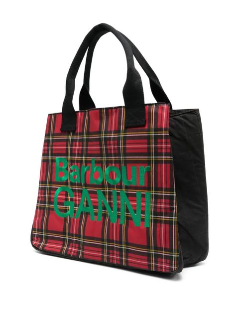 Barbour tartan logo-detail tote bag - Red