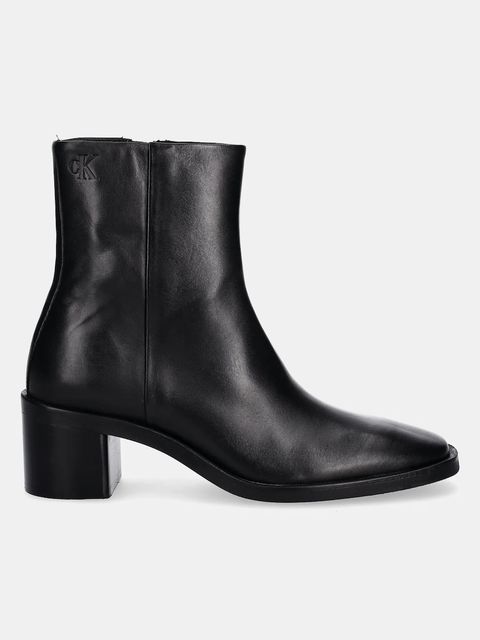 Calvin Klein botki skórzane BLOCK HEEL ZIP BOOT LTH - zdjęcie produktu nr 1