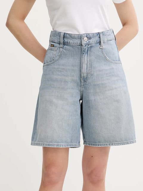 G-Star szorty jeansowe damskie kolor niebieski gładkie high waist D26582-D943 - zdjęcie produktu nr 1